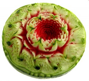 Wassermelone Thai Blütenmotiv